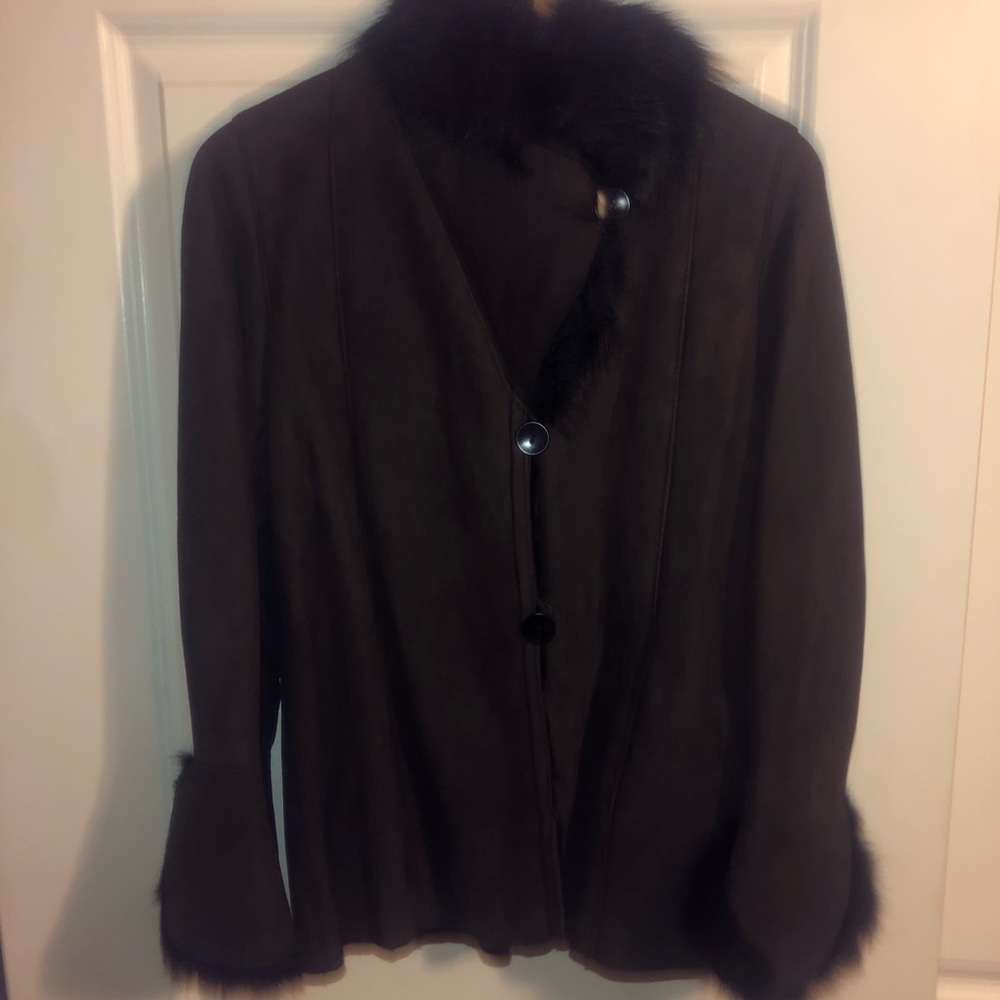 Suede Jacket with Real fur lining size med-large